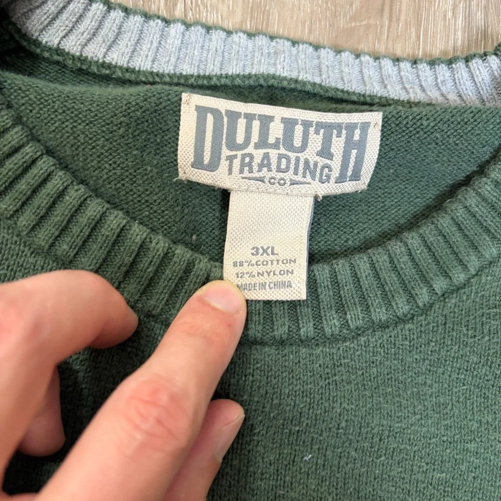 Duluth Trading Co. Strongarm Cotton Crew Sweater Mens 3XL Green Pullover